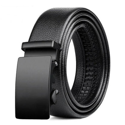 Men Leather Belt Metal Car Automatic Buckle Work Belt High Quality Men 120cm Leather Belt Business - MANDOTOS