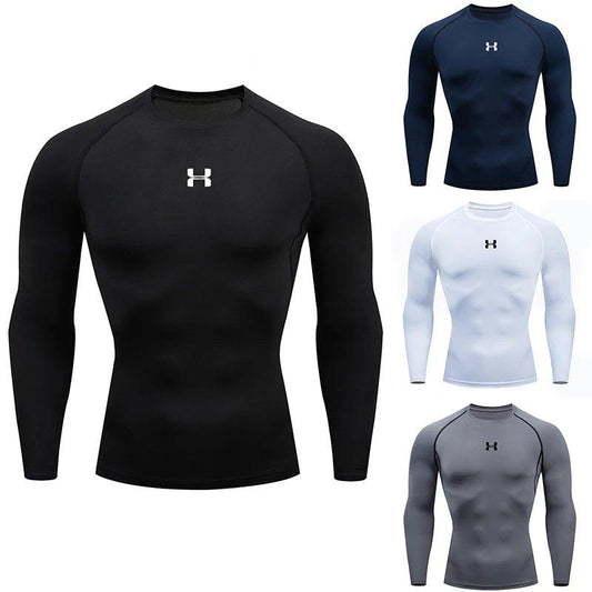 Men Running Compression T-shirt Long sleeves Sport Tees Gym Fitness Sweatshirt Male Jogging Tracksuit Homme Athletic Shirt Tops - MANDOTOS