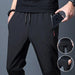Men's Casual Pants Straight Slim Fit Elastic Waist Jogger Korean Classic Blue Black Gray Male Brand Trousers Plus Size - MANDOTOS