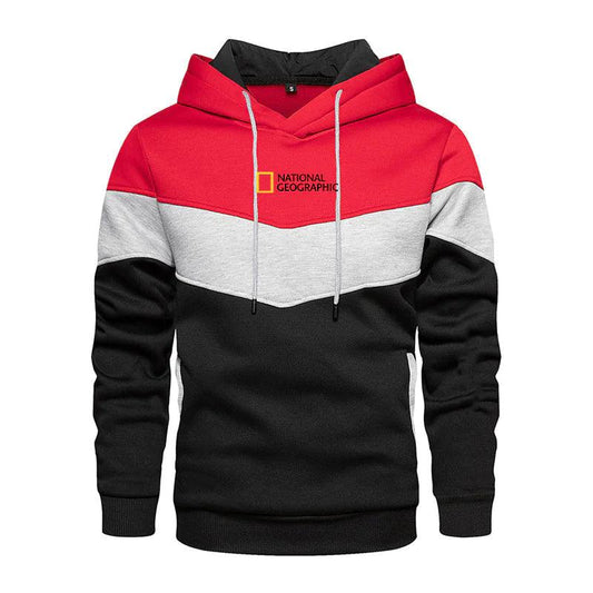 Men's Casual Sports Panel Hooded Pullover Sweatshirt - MANDOTOS