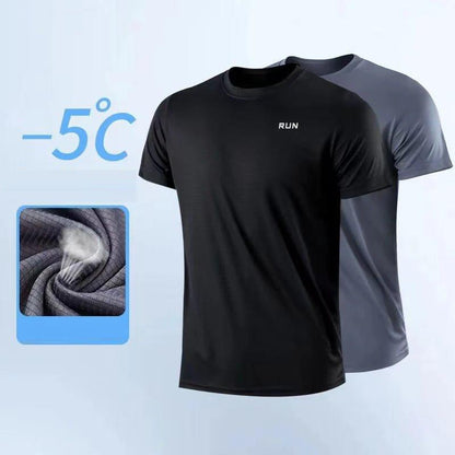 Men's Quick Dry Short Sleeve Gym Running Moisture Wicking Round Neck T-Shirt Training Exercise Gym Sport Shirt Tops Lightweight - MANDOTOS