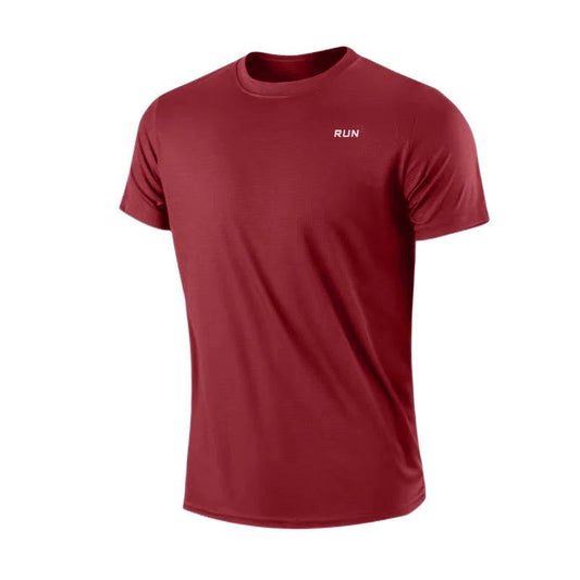 Men's Quick Dry Short Sleeve Gym Running Moisture Wicking Round Neck T-Shirt Training Exercise Gym Sport Shirt Tops Lightweight - MANDOTOS