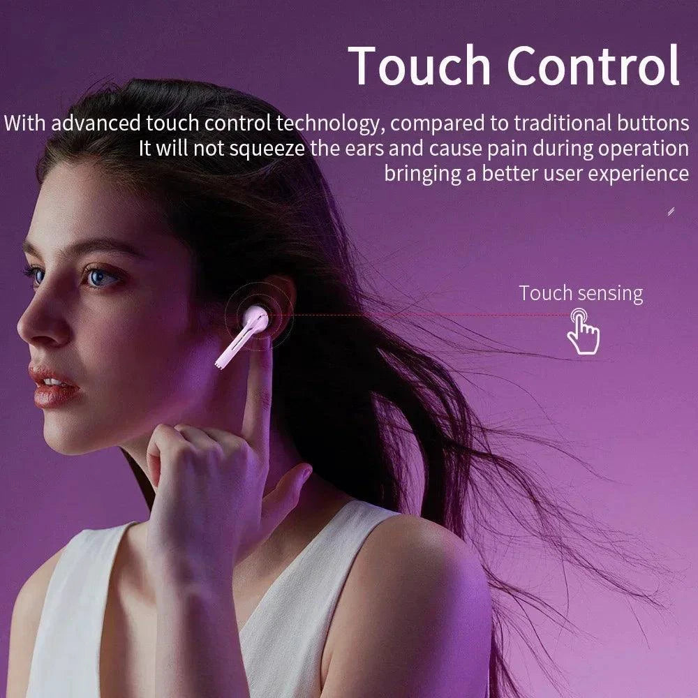 Xiaomi J18 True Wireless Earphones with noise cancelling, HiFi stereo sound, in-ear design, waterproof, with microphone for calls.