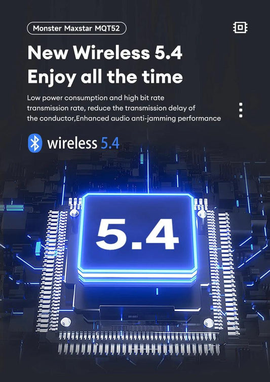 Monster MQT52 Wireless Bluetooth 5.4 Earphones Long Battery Life Gaming Headphones Dual Mode HIFI Stereo Sound Headset With Mic - MANDOTOS