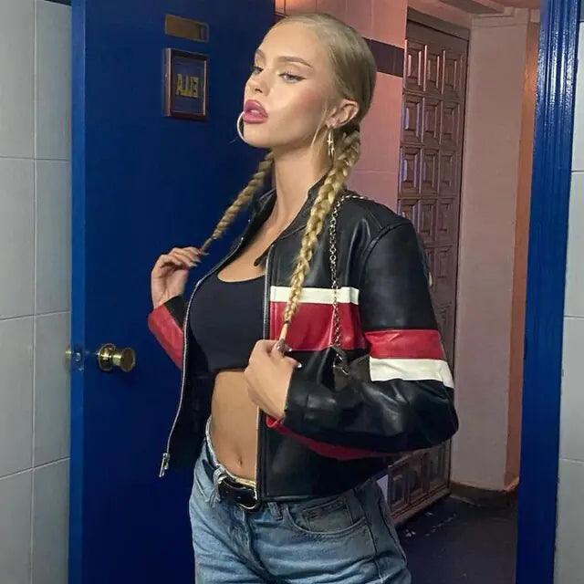 Mosaic Leather Jacket - MANDOTOS