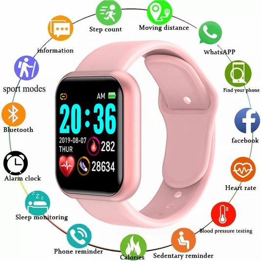 Multifunctional Smart Watch Men Women Bluetooth Connected Phone Music Fitness Sports Bracelet Sleep Monitor Y68 Smartwatch D20 - MANDOTOS