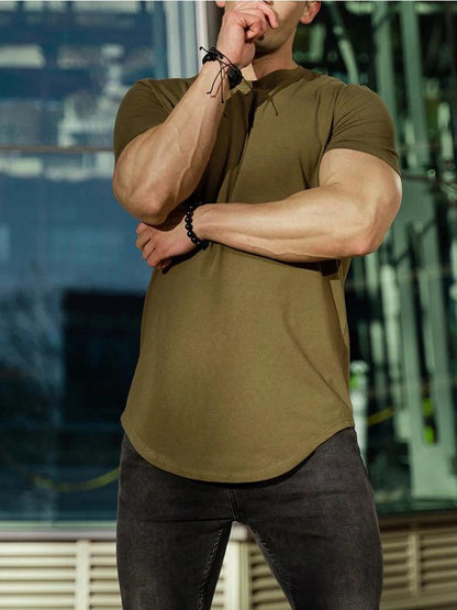 Muscle Fitness T-shirt Summer Men's Athleisure Workout short sleeve T-shirt High Quality cotton Men T-shirt Gym Sport Shirt Tops - MANDOTOS