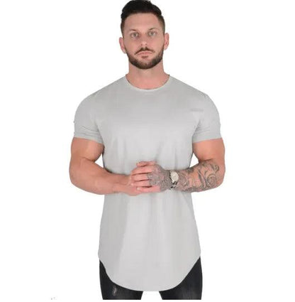 Muscle Fitness T-shirt Summer Men's Athleisure Workout short sleeve T-shirt High Quality cotton Men T-shirt Gym Sport Shirt Tops - MANDOTOS