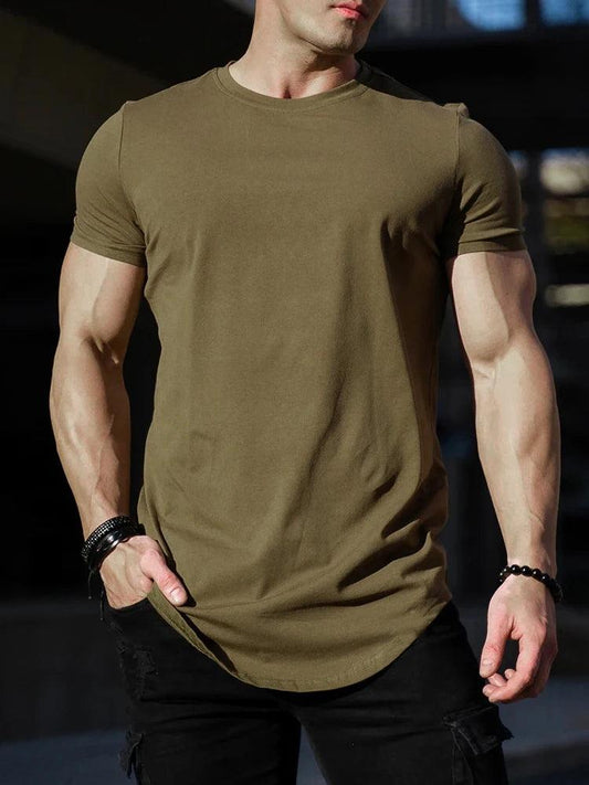 Muscle Fitness T-shirt Summer Men's Athleisure Workout short sleeve T-shirt High Quality cotton Men T-shirt Gym Sport Shirt Tops - MANDOTOS