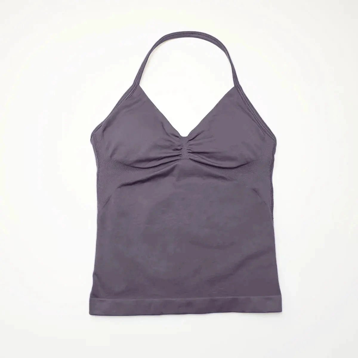 NCLAGEN Impact longline strappy sports yoga vest for women, open-back gym workout tank top with halter design and supportive fit.