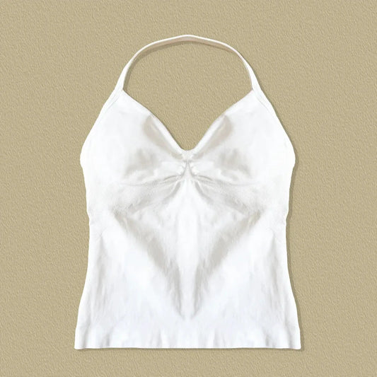NCLAGEN Impact longline strappy women's yoga and gym tank top with open back design, ideal for running and workout sessions.