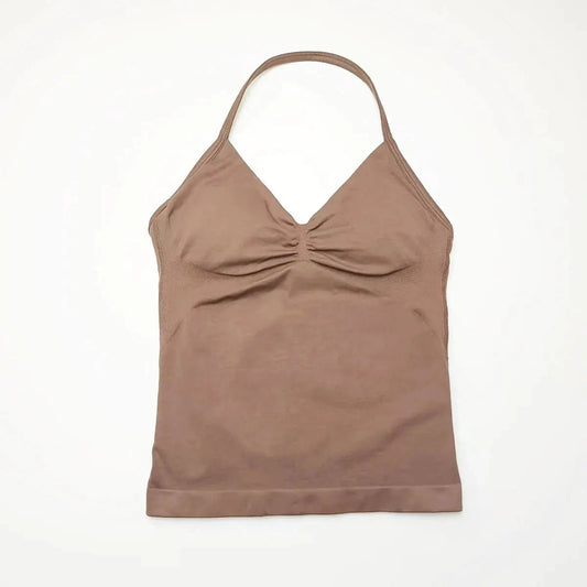 NCLAGEN Impact longline strappy sports yoga vest for women, open-back design, ideal for gym, running, and workout activities.