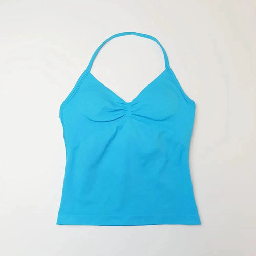 NCLAGEN Impact longline strappy sports yoga vest for women, open-back design, ideal for running, gym, and workout activities.