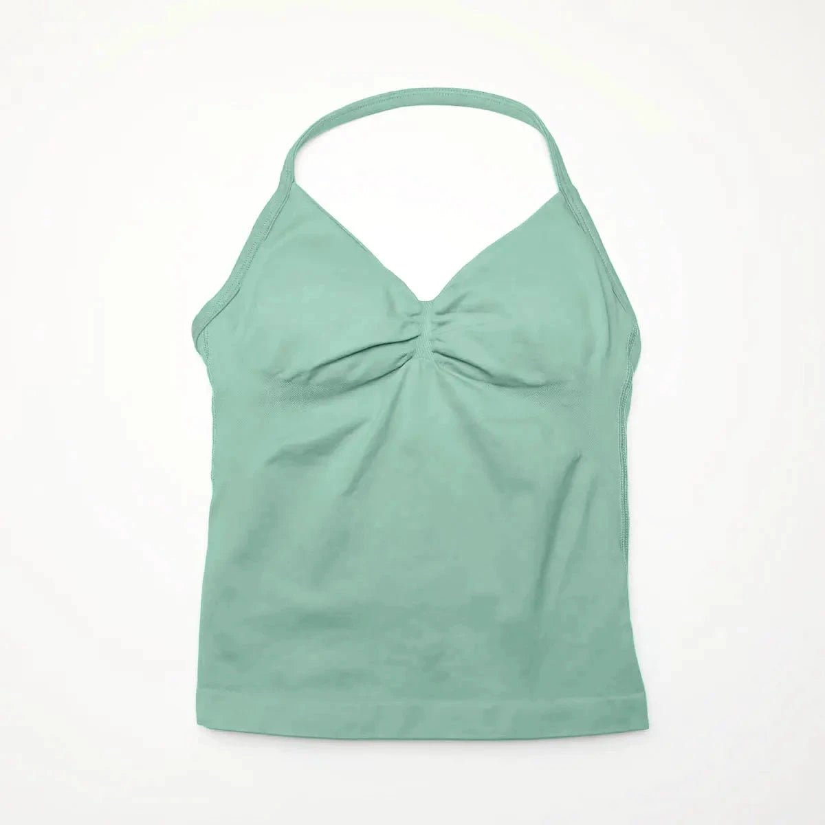 NCLAGEN Impact longline strappy sports yoga vest for women, featuring an open back design and halter style, ideal for gym and running.