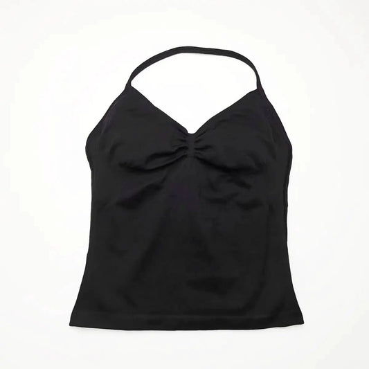 NCLAGEN Impact longline strappy women's yoga tank top with open back design, suitable for running, workout, and fitness activities.