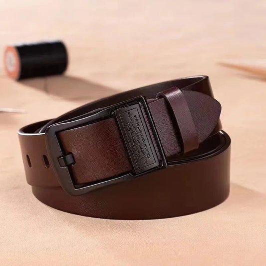 New Leather Cowhide Men's Belt Fashion Metal Alloy Pin Buckle Adult Luxury Brand Jeans Business Casual Waist Male Strap Brand - MANDOTOS