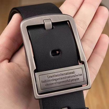New Leather Cowhide Men's Belt Fashion Metal Alloy Pin Buckle Adult Luxury Brand Jeans Business Casual Waist Male Strap Brand - MANDOTOS