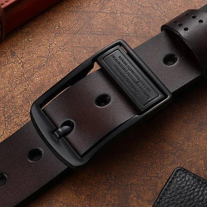 New Leather Cowhide Men's Belt Fashion Metal Alloy Pin Buckle Adult Luxury Brand Jeans Business Casual Waist Male Strap Brand - MANDOTOS