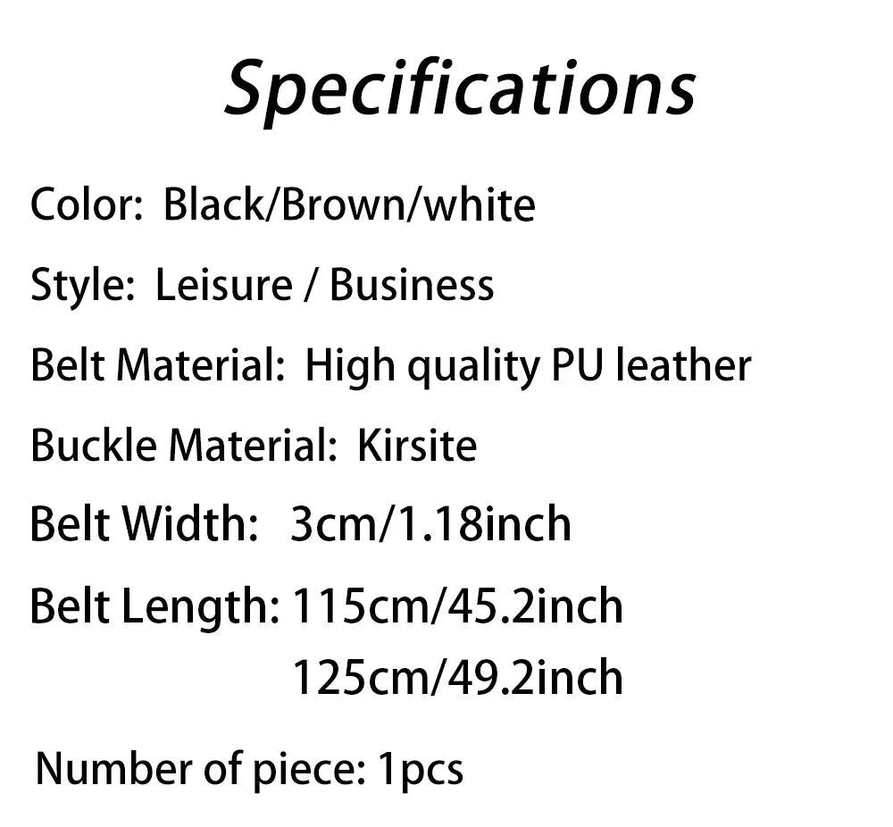 New Luxury Belt for Men PU Leather Belt Metal Pin Buckle High Quality Famous Brand Designer Waist Strap Belts for Jeans Men Belt - MANDOTOS