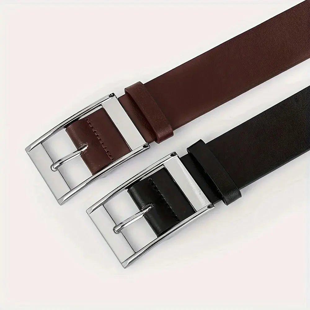 New Luxury Belt for Men PU Leather Belt Metal Pin Buckle High Quality Famous Brand Designer Waist Strap Belts for Jeans Men Belt - MANDOTOS