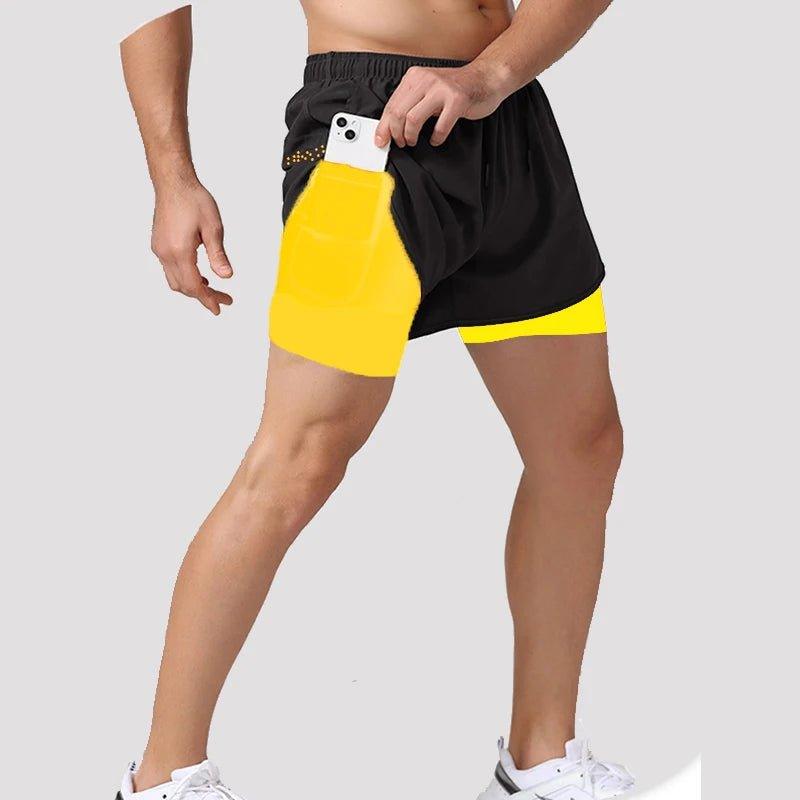 New Men Running Shorts Gym Sports Shorts 2 In 1 Quick Dry Workout Training Gym Fitness Jogging Short Pants Summer Men Shorts - MANDOTOS