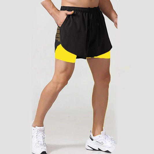 New Men Running Shorts Gym Sports Shorts 2 In 1 Quick Dry Workout Training Gym Fitness Jogging Short Pants Summer Men Shorts - MANDOTOS