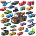 Disney Pixar Cars 1:55 diecast metal alloy toy car set featuring Lightning McQueen, Mater, Jackson Storm, and The King.