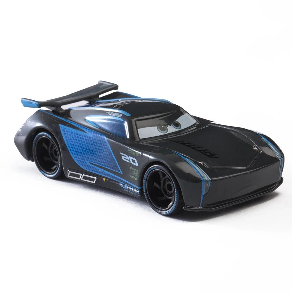 Disney Pixar Cars 1:55 diecast metal alloy toy car set featuring Lightning McQueen, Mater, Jackson Storm, and The King.
