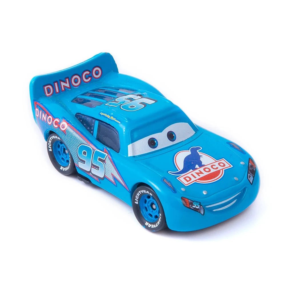Disney Pixar Cars 1:55 diecast metal alloy toy car set featuring Lightning McQueen, Mater, Jackson Storm, and The King.