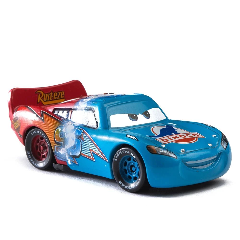 Disney Pixar Cars 1:55 metal alloy diecast toy car set featuring Lightning McQueen, Mater, Jackson Storm, and The King.
