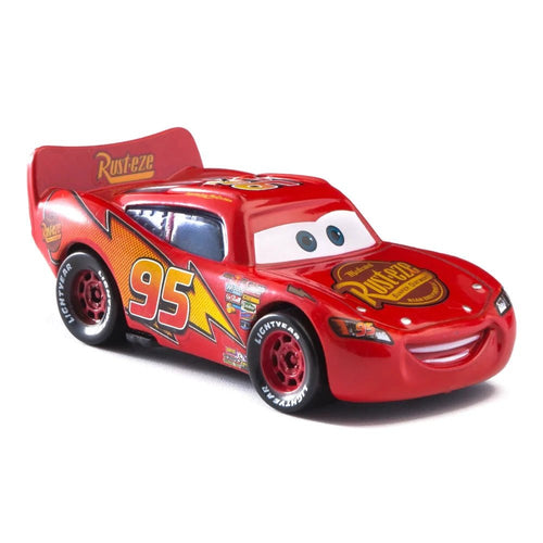 Disney Pixar Cars 1:55 metal alloy diecast toy car set featuring Lightning McQueen, Mater, Jackson Storm, and The King.