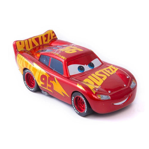 Disney Pixar Cars 1:55 metal alloy diecast toy car set featuring Lightning McQueen, Mater, Jackson Storm, and The King.
