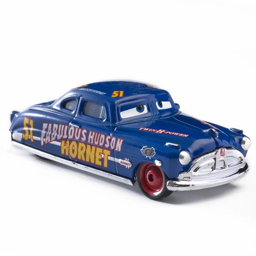 Disney Pixar Cars 1:55 metal alloy diecast toy car set featuring Lightning McQueen, Mater, Jackson Storm, and The King.