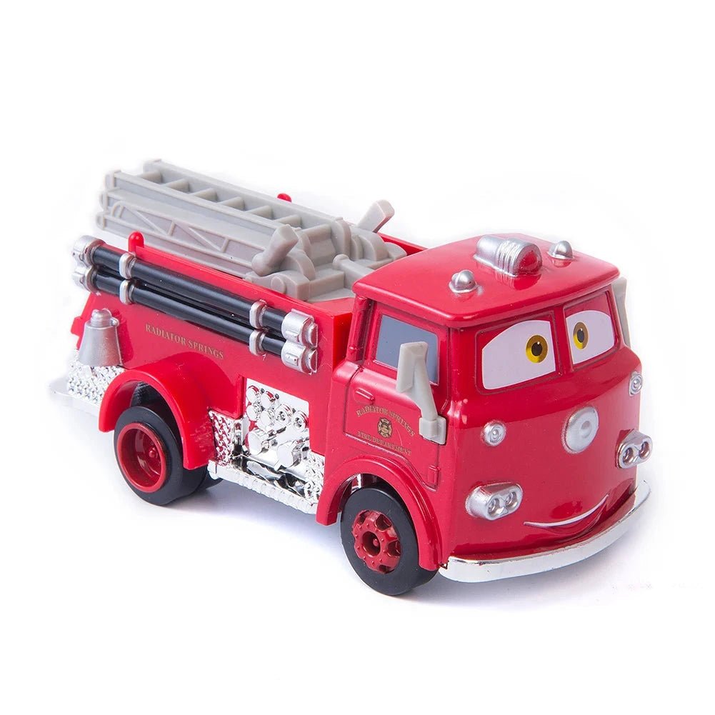 Disney Pixar Cars 1:55 metal alloy diecast toy car set featuring Lightning McQueen, Mater, Jackson Storm, and The King.