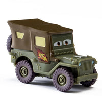 Disney Pixar Cars 1:55 diecast metal alloy toy car set featuring Lightning McQueen, Mater, Jackson Storm, and The King.