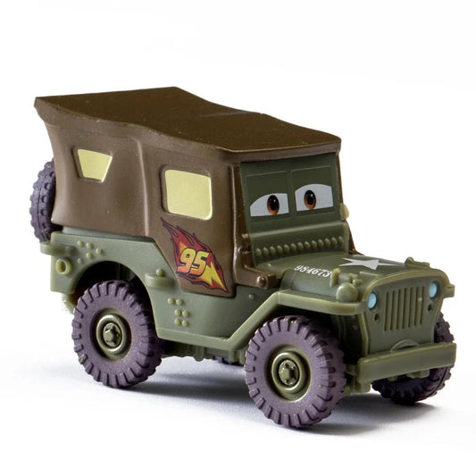 Disney Pixar Cars 1:55 diecast metal alloy toy car set featuring Lightning McQueen, Mater, Jackson Storm, and The King.