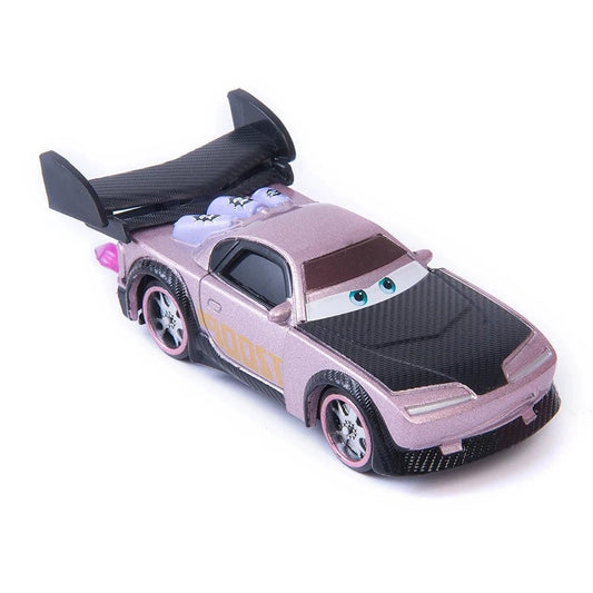 Disney Pixar Cars 1:55 metal alloy diecast toy car set featuring Lightning McQueen, Mater, Jackson Storm, and The King.