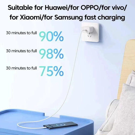 NNBILI 3-pack universal 120W fast charging cables with dual Type-C connectors for iPhone 15, Samsung, Huawei smartphones.