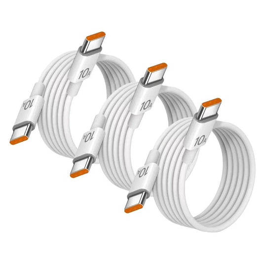 NNBILI 3-pack universal 120W fast charger cables with dual Type-C connectors for iPhone 15, Samsung, Huawei fast charging and data transfer.