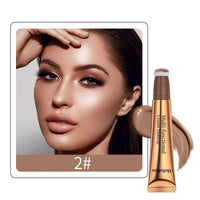 Highlight shading pen with liquid contour formula and sponge applicator for precise makeup application and highlighting.