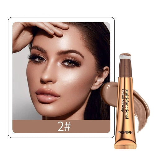 Highlight shading pen with liquid contour formula and sponge applicator for precise makeup application and highlighting.
