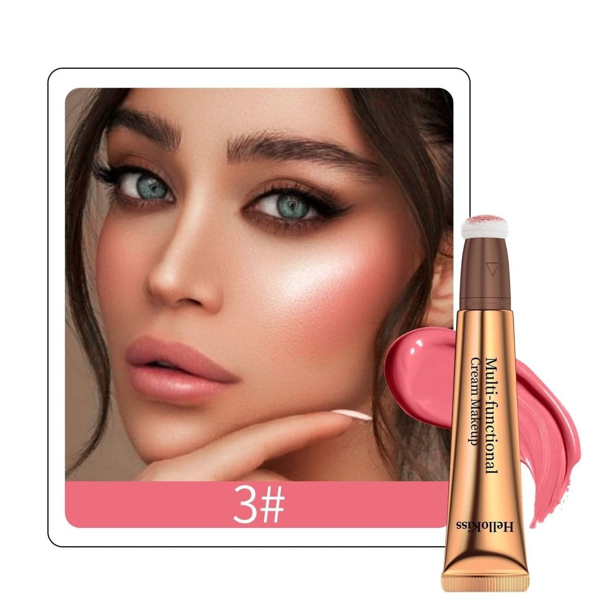Highlight shading pen with liquid contour formula and sponge head for precise makeup application and contouring.