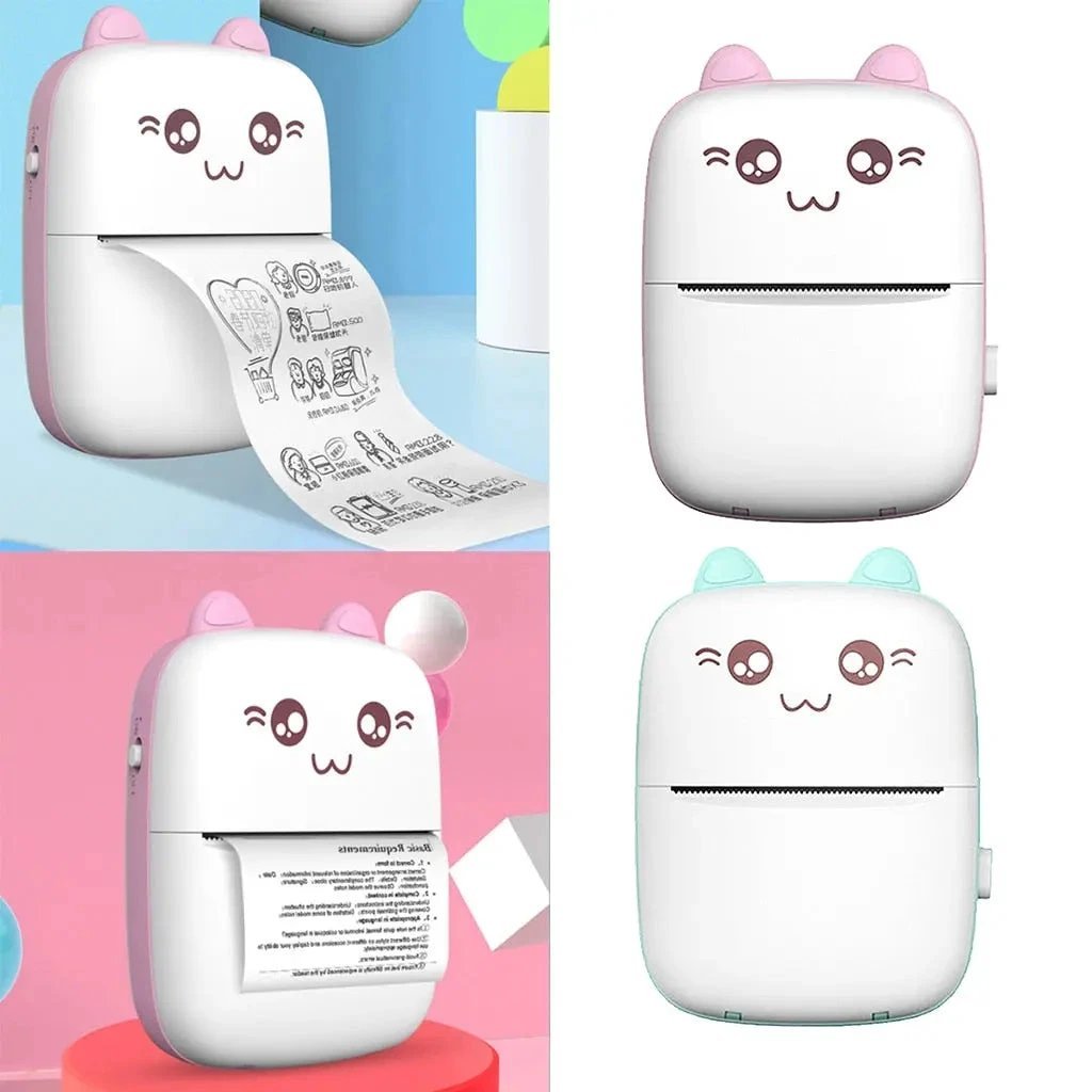 Portable mini Bluetooth WiFi printer for mobile phones, ideal for printing photos, notes, labels, and quick documents on the go.