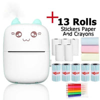 Portable mini Bluetooth WiFi label printer for mobile phones, ideal for photo, note, and error label printing on the go.