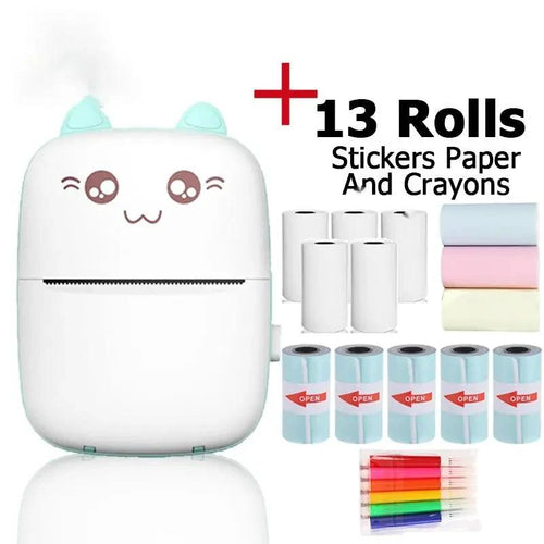 Portable mini Bluetooth WiFi label printer for mobile phones, ideal for photo, note, and error label printing on the go.