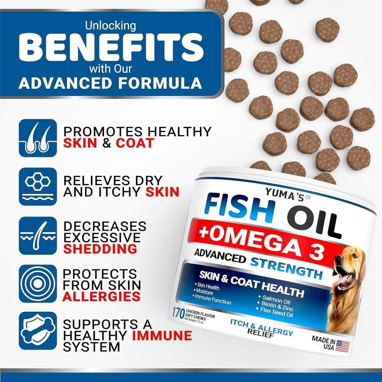 Omega 3 Chewables for Dog Coat & Skin Health - MANDOTOS