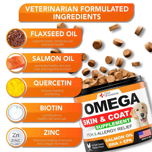 Omega 3 Dog Coat Enhancer Soft Chews 120 Count - MANDOTOS