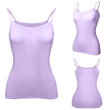Padded Bra Tank Top Women Modal Spaghetti Solid Cami Top Vest Female Adjustable Camisole With Built In Bra Fitness Clothing - MANDOTOS