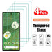 PixelGuard 4-pack tempered glass screen protectors with 9H impact protection for Google Pixel phones, shown on multiple device models.