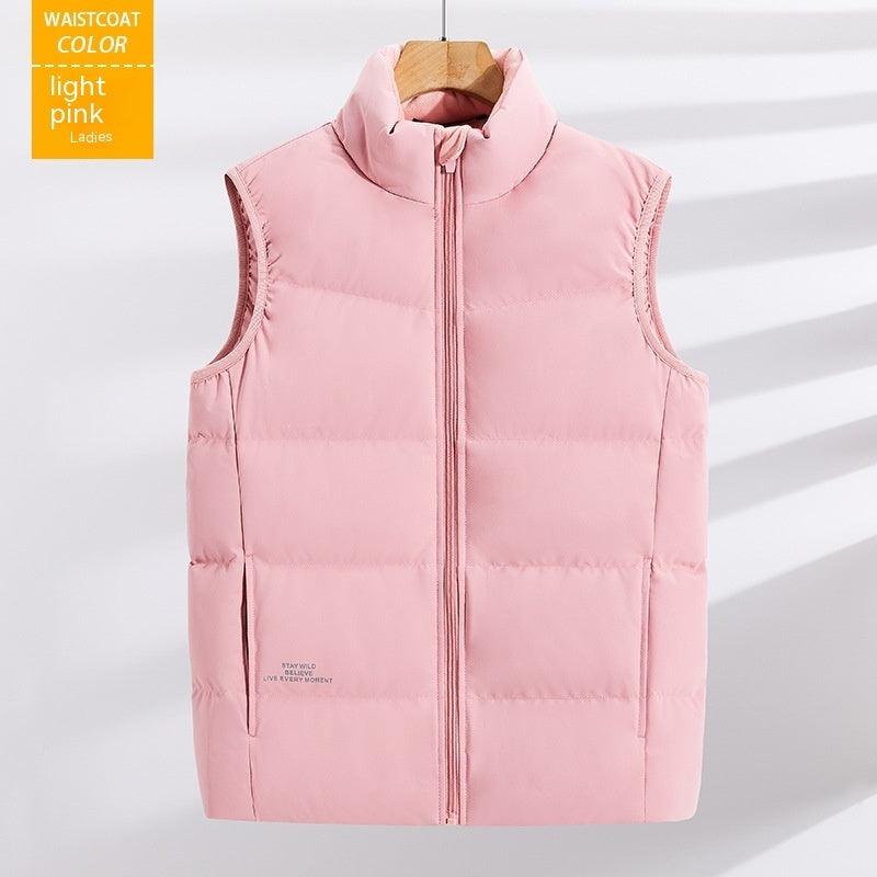 Plus Size Down Vest Stand Collar Waistcoat - MANDOTOS